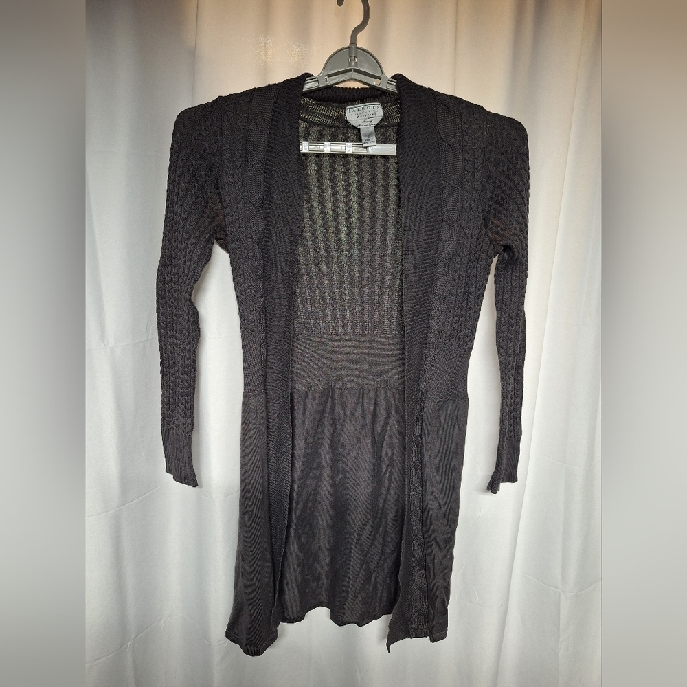 Gray Cable Knit Cardigan Sweater